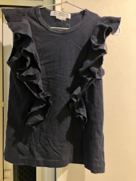 COMME des GARCONS フリル ノースリーブ ネイビー