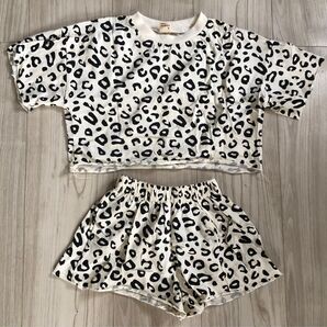 子供服 キッズ レオパード柄 半袖 半ズボン セットアップ