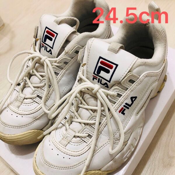 FILA フィラ スニーカー 厚底 白 24.5cm レディース ダッドスニーカー