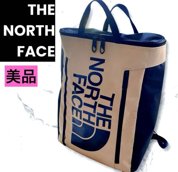 美品 ザノースフェイス ヒューズボックストートバッグ リュック 19L NM81956 アイボリー ブラック