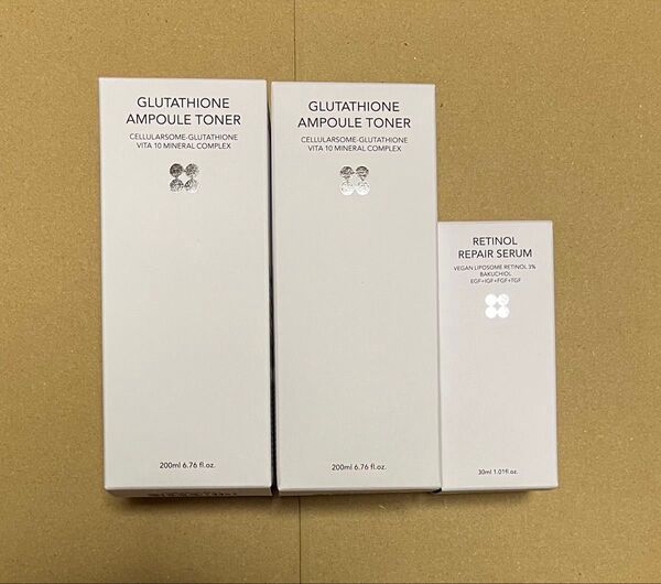 【新品】スキンアンドラブ グルタチオンアンプルトナー200ml×2本・レチノールリペアセラム30ml