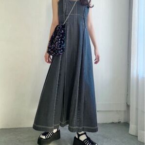 Heather デニムジャンバースカート ワンピース