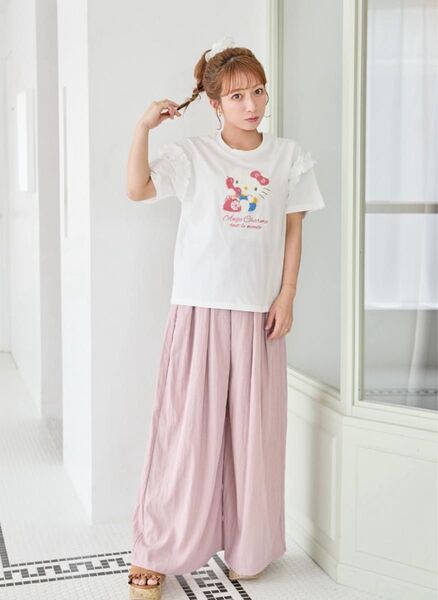 しまむら×辻希美コラボ レディースワイドパンツ ピンク M