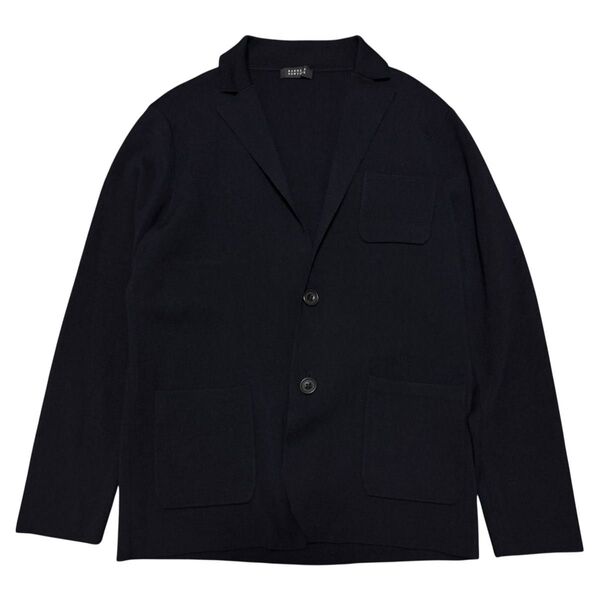 BARNEYS NEW YORK バーニーズニューヨーク ストレッチニットジャケット ネイビー メンズ サイズM
