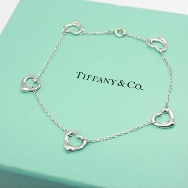 美品 Tiffany&Co. ティファニー オープンハート ブレスレット 925