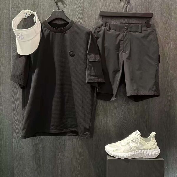 ジーフォア G/FORE ゴルフウェア メンズ半袖ショートパンツとTシャツセット 上下セットアップ