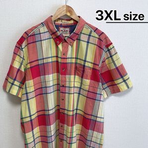 OLD NAVY 半袖シャツ 3XL チェック柄 レッド イエロー USA古着