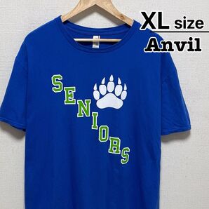 USA古着 Anvil Tシャツ XL ブルー カレッジ チーム プリント ロゴ