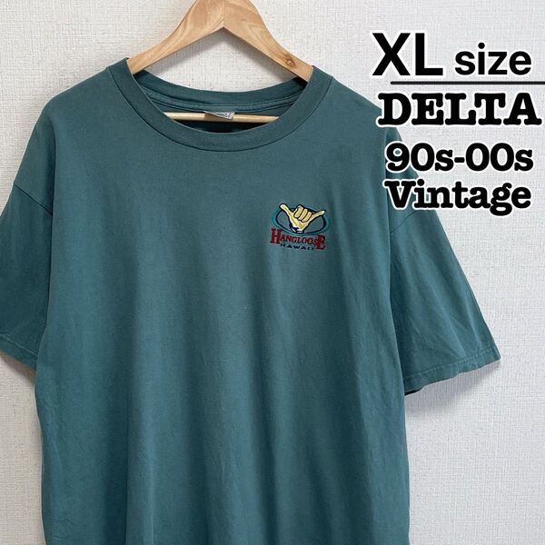 USA古着 90s-00s DELTA Tシャツ XL ティールグリーン ハワイ
