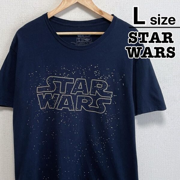 STAR WARS Tシャツ L ネイビー プリント ロゴ ムービー USA古着