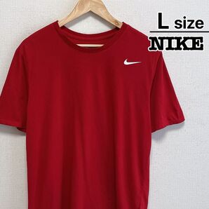 NIKE DRI-FIT Tシャツ L レッド 赤 ワンポイント スポーツ 古着