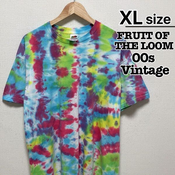 00s フルーツオブザルーム Tシャツ XL ライトカラー ブルー タイダイ柄