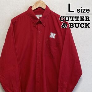 CUTTER & BUCK ユニフォームシャツ 長袖 L レッド イニシャル N