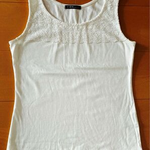 C.D.S Basic ノースリーブトップス レース ホワイト系