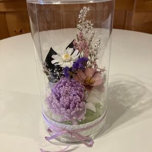 プリザーブドフラワー お供え花 アクリルケース入り パープル系