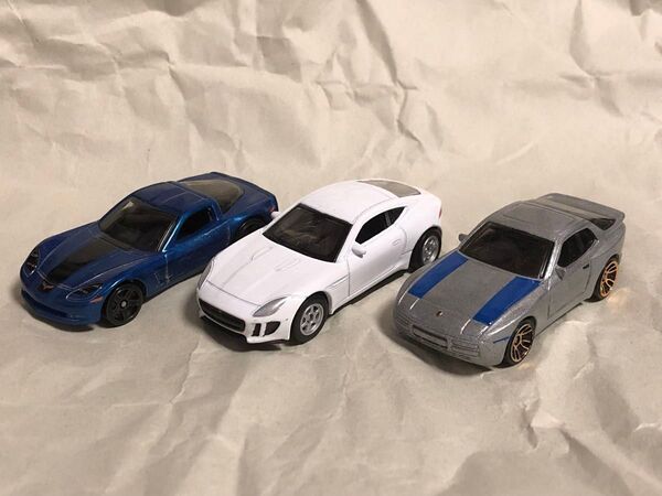 ジャンク ミニカー 3個セット シボレー コルベット ジャガー Fタイプ ポルシェ 944 ホットウィール WELLY
