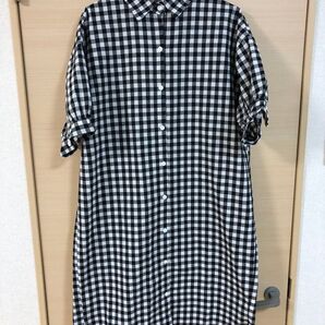 シャツワンピース 半袖 チェック ワンピース