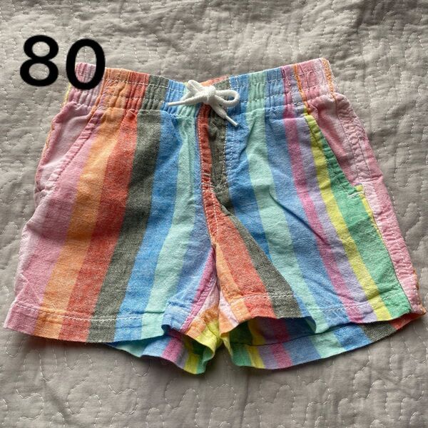 baby GAP ベビーギャップ ショートパンツ 半ズボン 80 12〜18M ストライプ リボン 夏 プール 海