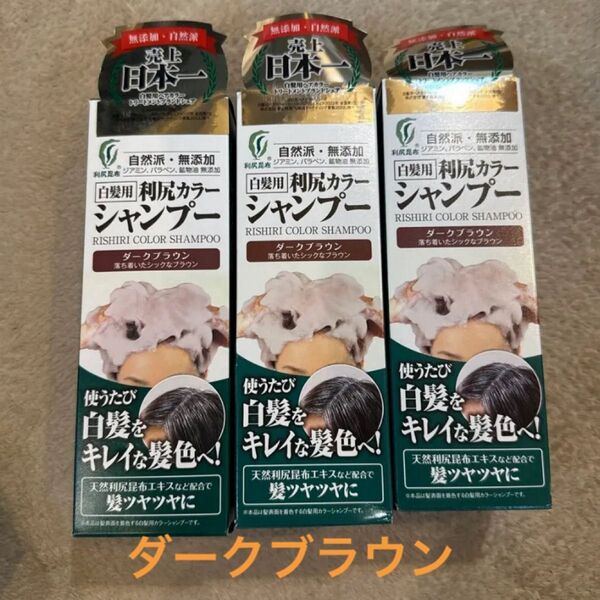新品【購入したばかり!3個】利尻カラーシャンプー ダークブラウン 自然派clubサスティ 白髪用 カラーシャンプー