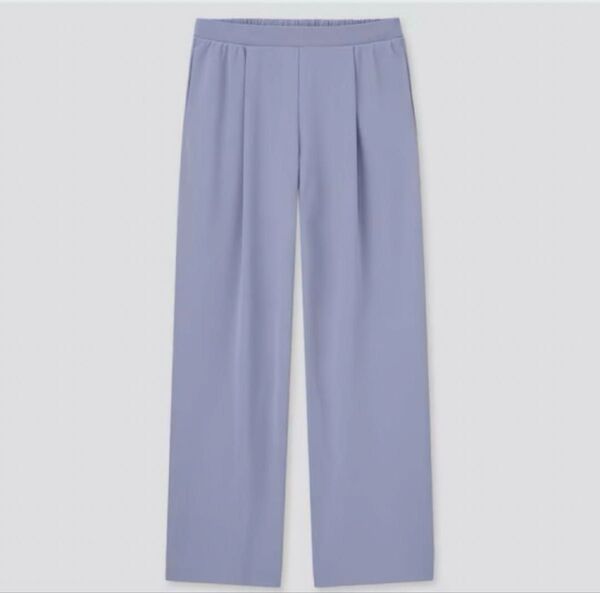 美品 UNIQLO クレープジャージーストレートパンツ ブルー Mサイズ