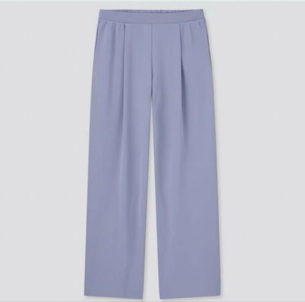 美品 UNIQLO クレープジャージーストレートパンツ ブルー Mサイズ