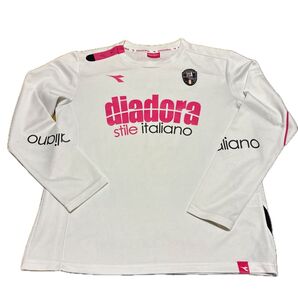 diadora 長袖シャツ スポーツウェア ホワイト ピンク Lサイズ