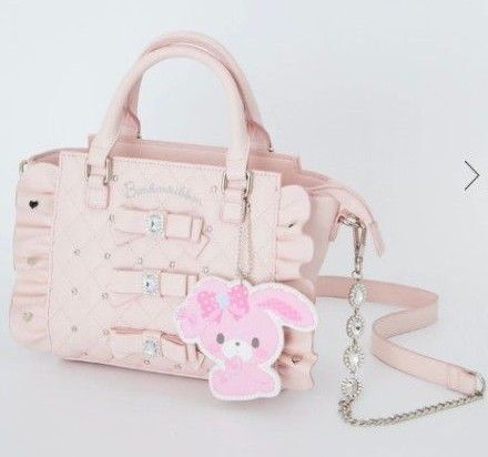 新品タグ付き定価14,000円越え アンクルージュ バッグ ぼんぼんりぼん ビジュー キルティング ピンク ビジュー 2way