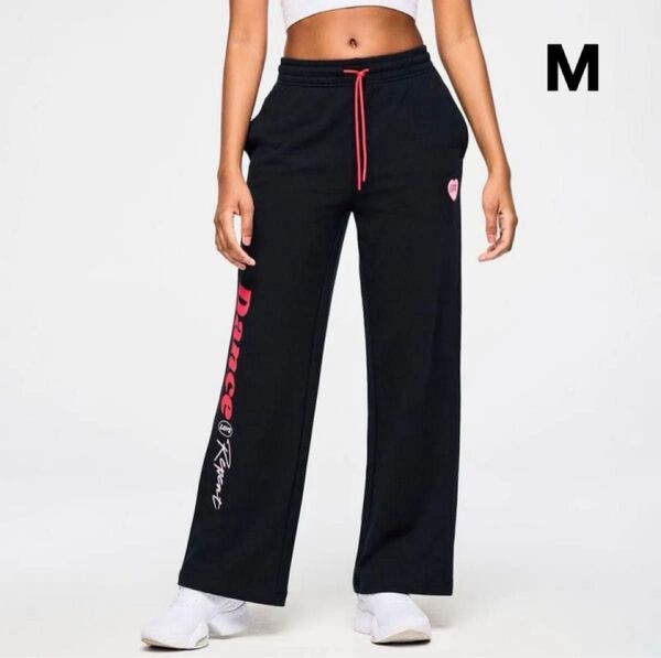 【新品】新作 ピンクハート ズンバ zumba パンツ ストレート バギー ワイド メンズ レディース 黒 赤 ピンク/ M