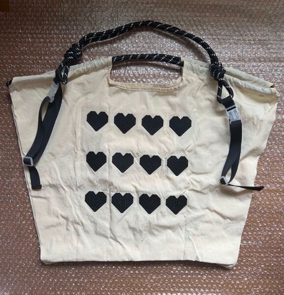 トートバッグ 刺繍 ハート Lサイズ 大容量 エコバッグ