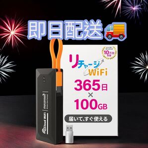 【新品】リチャージ式 軽量 ポケットWiFi 1年間100GB付き SIMフリー USB USB-C