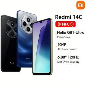 NFC版 Redmi 14C スマートフォン 4GB+128GB グローバルバージョン 青色 (未開封)+40W充電器