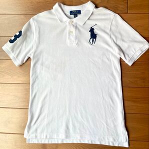 ラルフローレン 半袖 ポロシャツ ホワイト ビッグポ ニー 10〜12歳 美品 150センチ