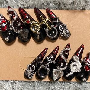 No.145 ネイルチップ ロングネイル パンクロック ゴシックパンク ゴテゴテ 現品