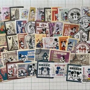 【即購入、同封OK】ディズニー ミッキー 切手デザイン ステッカー シール 49枚 新品未使用