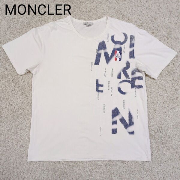 【希少】モンクレール Tシャツ プリント ロゴ 2XL MONCLER ホワイト 半袖Tシャツ