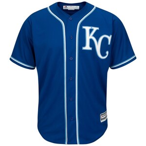 BC42)Majestic Kansas City Royals BIG&TALLベースボールシャツ /MLB/カンザスシティ・ロイヤルズ/青/XLT/USサイズ/正規