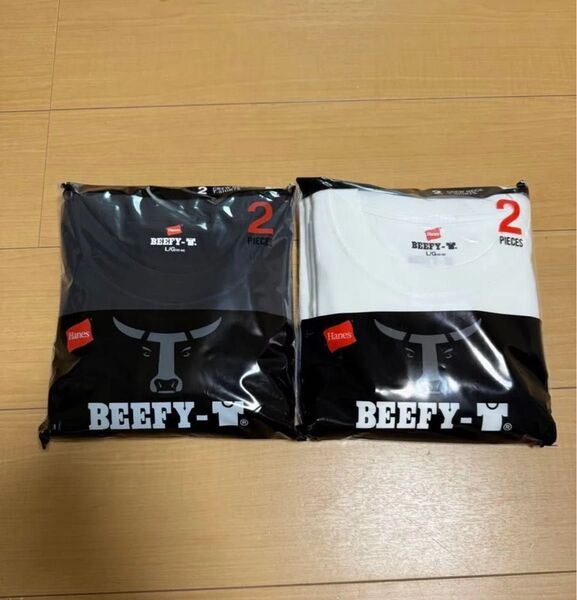 BEEF-Y Tシャツ Lサイズ 2色セット ビーフィー アソート ヘインズ 白黒 無地 クルーネック