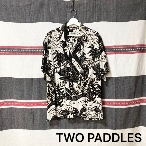ハワイ製 TWO PADDLES ビンテージ開襟アロハシャツ 80s90s希少