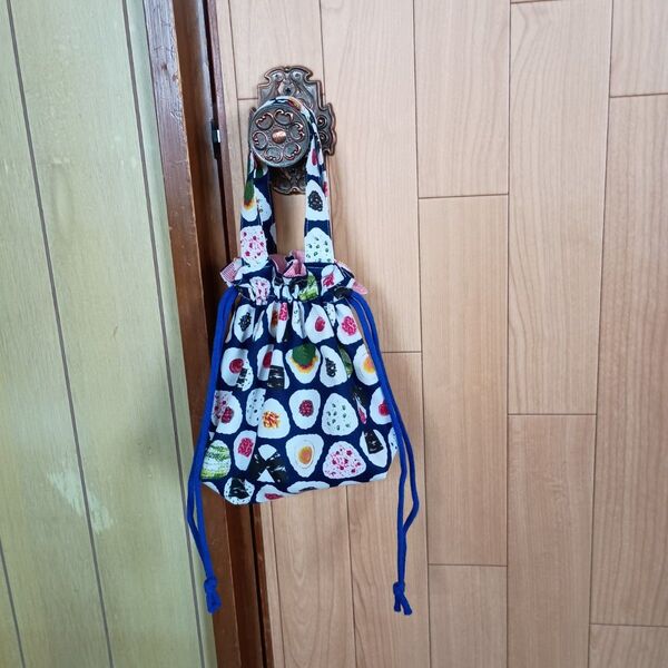 ハンドメイド おにぎり型 巾着トートバッグ