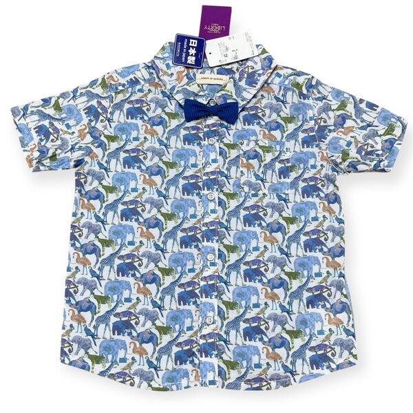 【新品未使用タグ付き美品】センスオブワンダー 100 リバティ 半袖シャツ 夏物 トップス 男の子 Tシャツ 総柄