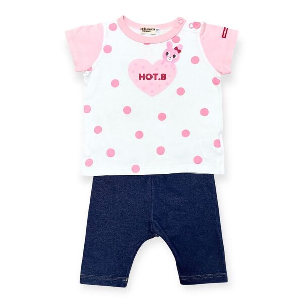 ミキハウス 70 半袖Tシャツと80パンツの上下セット 夏物トップス レトロ うさこちゃん 女の子 まとめ売り 半ズボン