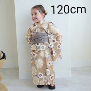 新品 120㎝ ひよこ商店 浴衣+しわ兵児帯 2点セット utatane キッズ ゆかた 高級 ブランド浴衣 変わり織り