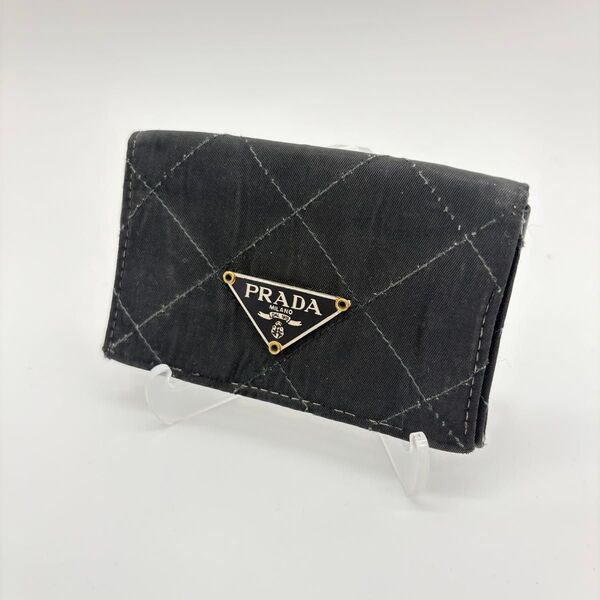 PRADA プラダ 三角ロゴ キルティング 名刺入れ カードケース 財布 三角プレート カードケース ブラック