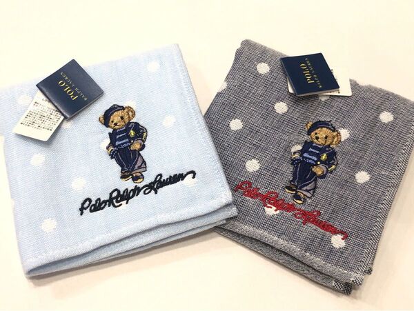POLO RALPH LAUREN 新品 ポロラルフローレン タオルハンカチ 2枚セット ベア刺繍 ロゴ刺繍
