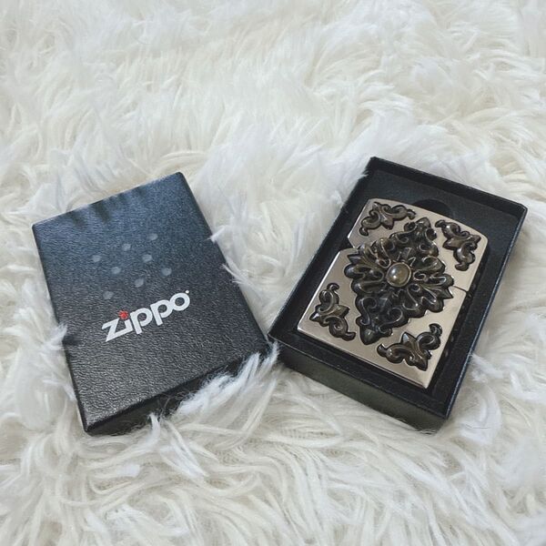 アラベスク 立体メタル 全面加工 シルバー Zippo 特注モデル 喫煙具 ライター ジッポー