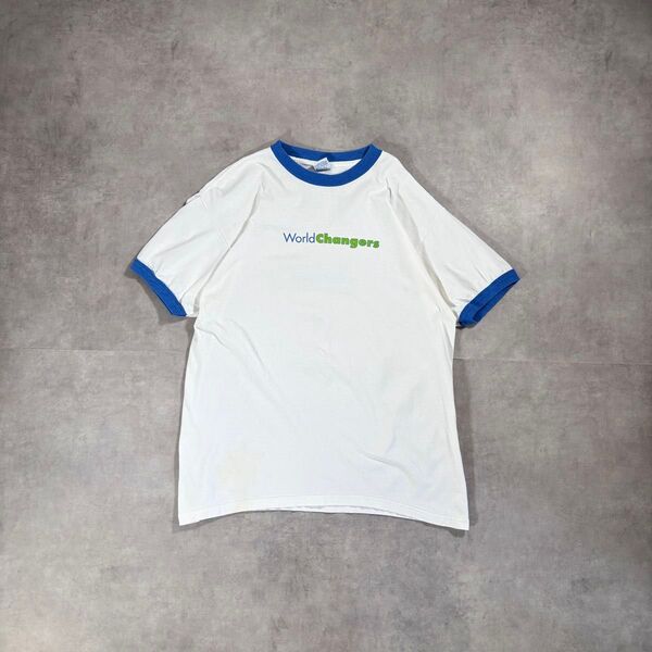 古着 90s〜 半袖 リンガー Tシャツ アート 企業 USA製 cityboy プリント ストリート ホワイト ブルー