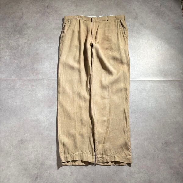 古着 90s〜 ラルフローレン リネン パンツ ワイド スラックス ベージュ POLO BY RALPH LAUREN