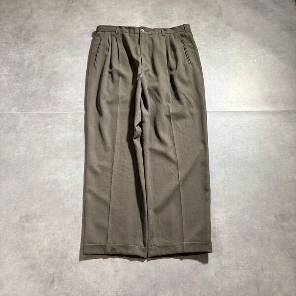 古着 90s〜00s ペリーエリス 3タック 極太 ワイド スラックス パンツ Perry ellis ルーズ