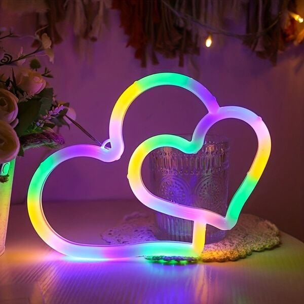 ハート ネオンサイン ネオンライト LED 照明 ライト 寝室 装飾 USB インテリア 看板
