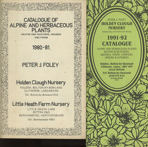 ■Holden Clough Nursery CATALOGUE(1980-81,1991-92)　2冊　検：クレマチス マルモラリア・プリムラ ペティオラリス 